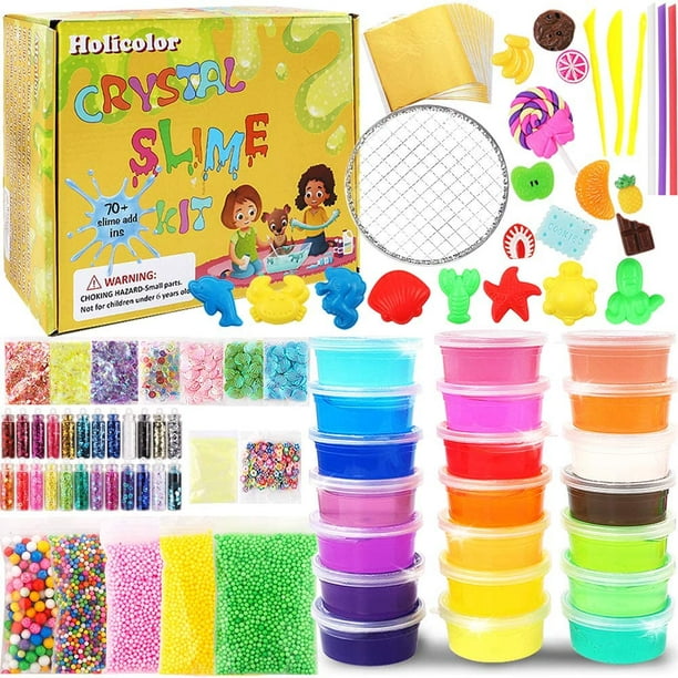 Slime Making Kit with 18 Colors Crystal Clear Slime Glitter Powder and More for Kids Art Craft Toys Ultimate Glow in The Dark Powder DIY Slime Kit Set for Girls Boys